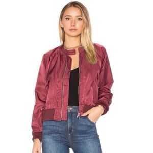 Free People Satin Midnight Bomber Jacket
